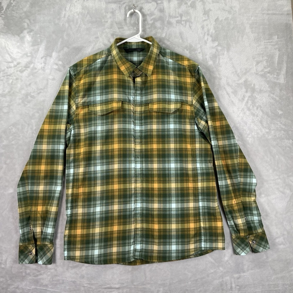 Arc'teryx Shirt Mens Large Gryson Flannel Snap Button Outdoor Flap Pockets Plaid